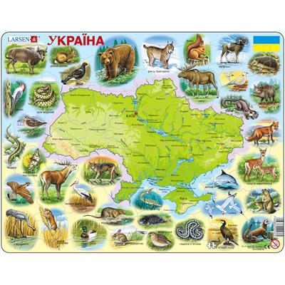 

Пазл для детей Larsen «Карта Украины - животный мир» (90 деталей)