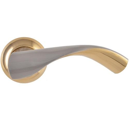 

Ручка дверная Siba Siena Z04 0 22 90 никель матовый/ золото темное