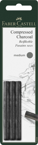 

Уголь пресованный 3шт. Charcoal medium Faber-Castell