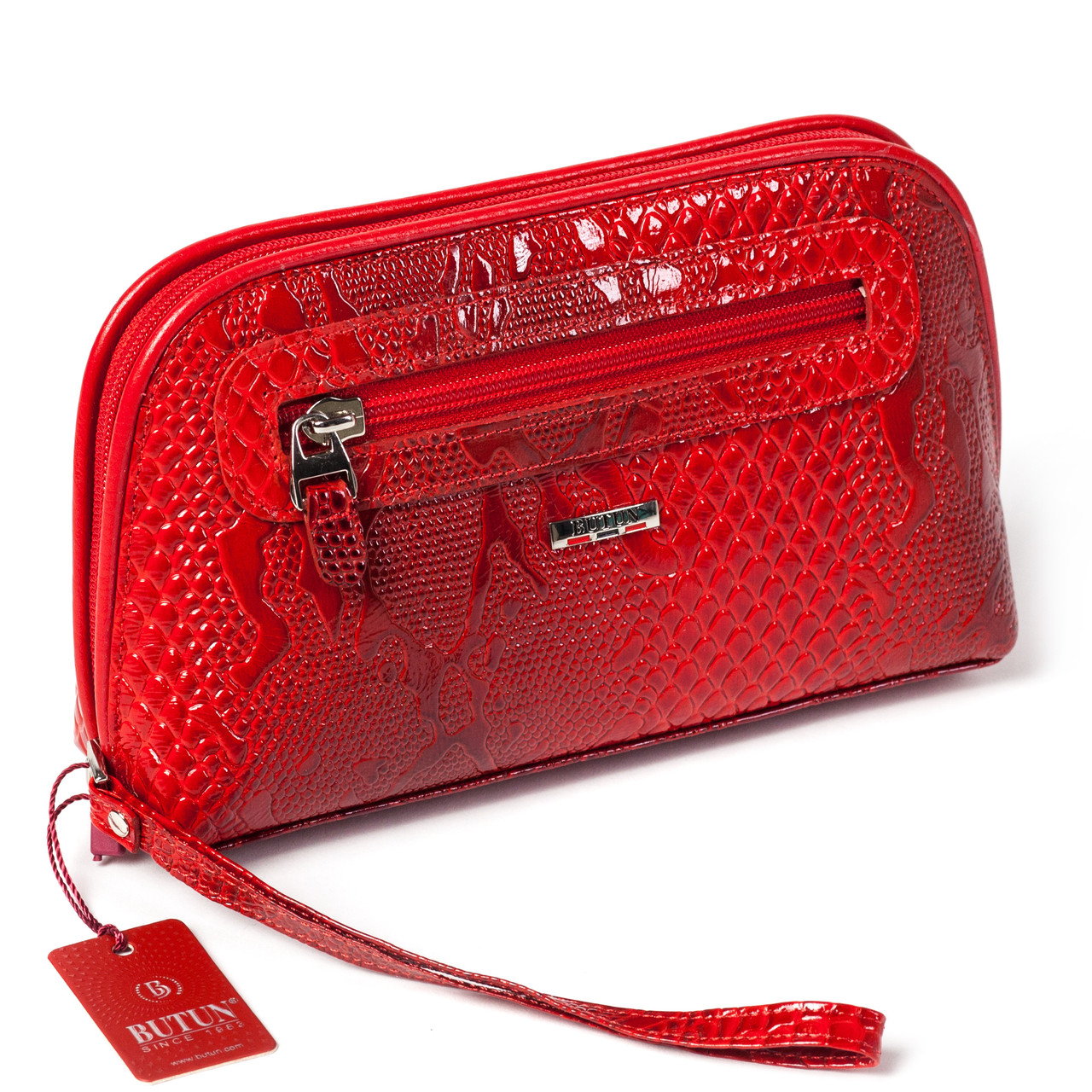 

Женская косметичка красная кожаная "под рептилию" Butun 665-008-006