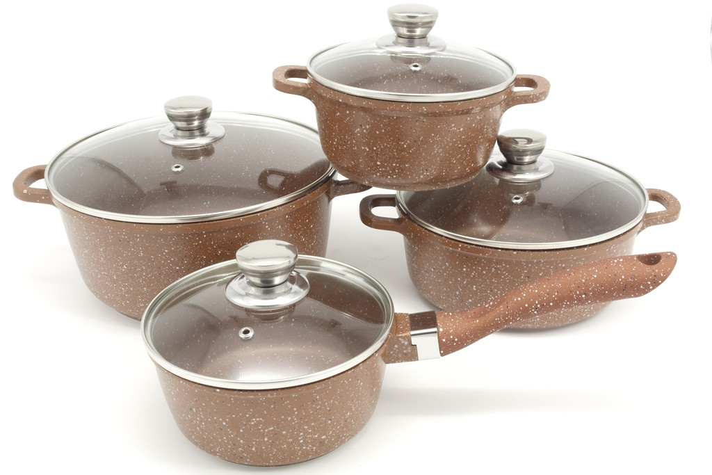 

Набор посуды с мраморным покрытием A-Plus 8 предметов (A-Plus 1507) Brown