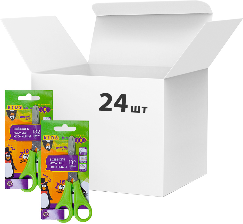 

Упаковка Ножницы детские ZiBi 13.2 см с линейкой 24 шт Салатовый (ZB.5001-15)