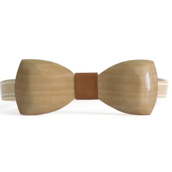 

Дерев'яний краватка метелик Gofin об’ємний з коричневою шкіряною тканиною GBDH-8033