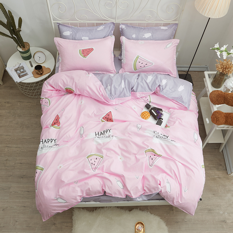 

Комплект постельного белья Арбуз (двуспальный-евро) Berni Home Розовый