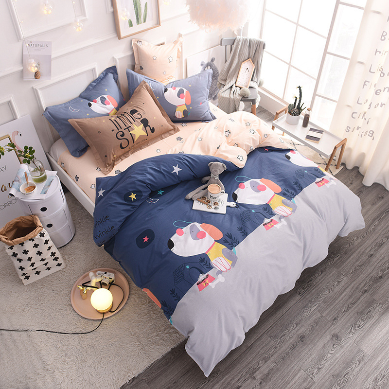 

Комплект постельного белья Щенки (двуспальный-евро) Berni Home Синий