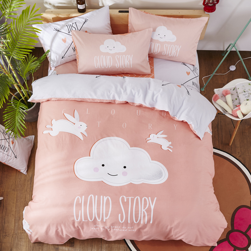 

Комплект постельного белья История облака (двуспальный-евро) Berni Home Розовый
