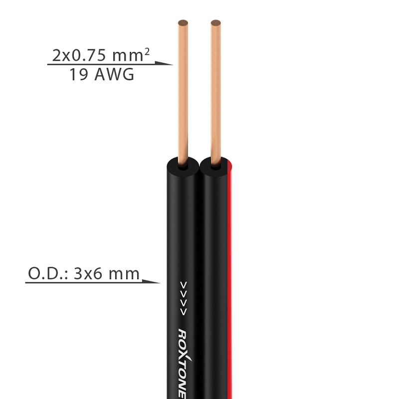 

Спикерный Hi-Fi кабель Roxtone SC008A, 2x0.75, 100 м