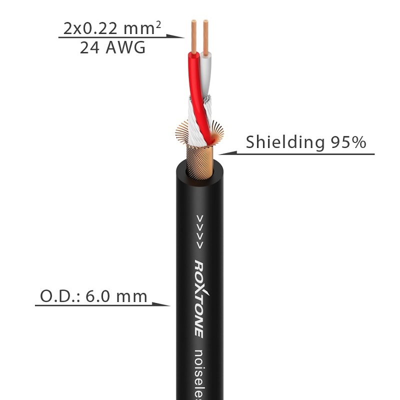 

Микрофонный кабель Roxtone MC002, 2х0.22, 100 м