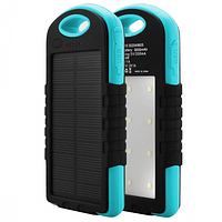 

Power bank 12000 mAh Solar, (5V/200mA), 2xUSB, 5V/1A/2.1A, ударо защищеный прорезиненный корпус