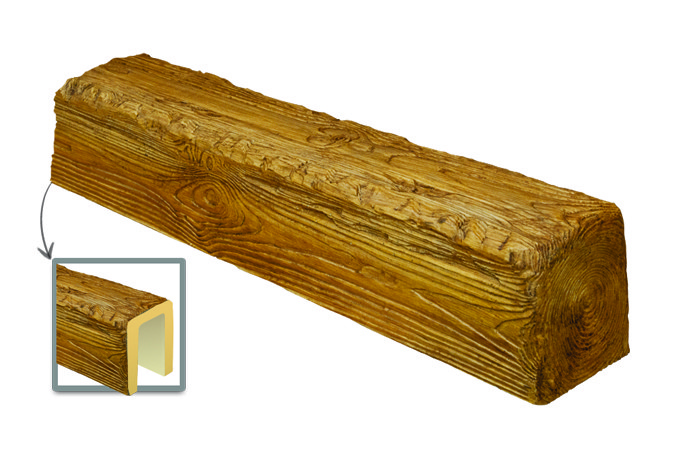 

Балка декоративная из полиуретана «Рустик» Decowood EQ 004 (2м) classic светлая 19х17