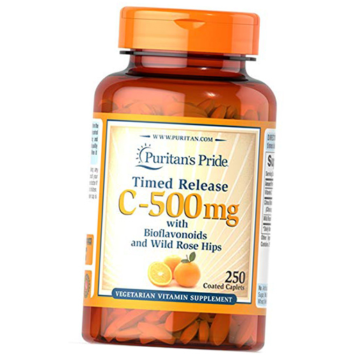 

Витамин С с замедленным высвобождением, Vitamin C-500 with Rose Hips Time Release, Puritan's Pride 250каплет (36095001)