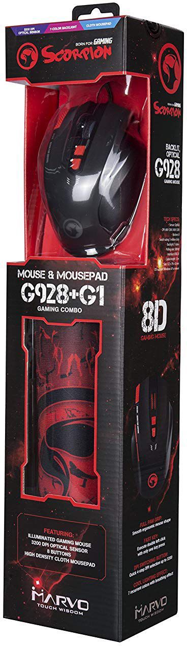 

Компьютерная мышь Marvo G928 с ковриком G1 Black