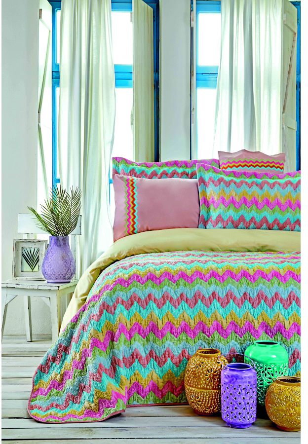 

Набор постельное белье с покрывалом Karaca Home Mood Prime Zigzag 2020-2 полуторный (svt-2000022246163)