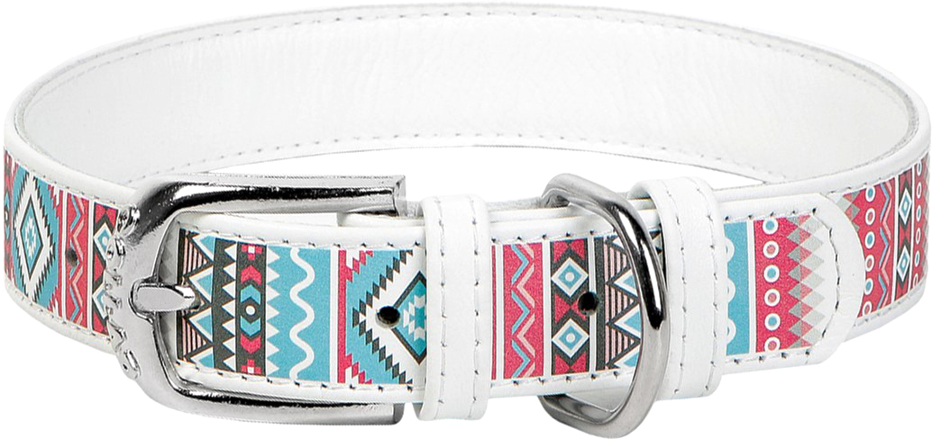 

Ошейник для собак кожаный Collar WAUDOG Design с QR паспортом, рисунок "Этно", M, Ш 20 мм, Дл 30-39 см