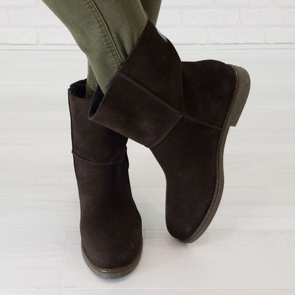 

Ботинки женские с мехом Woman's heel 37 коричневые (О-688)