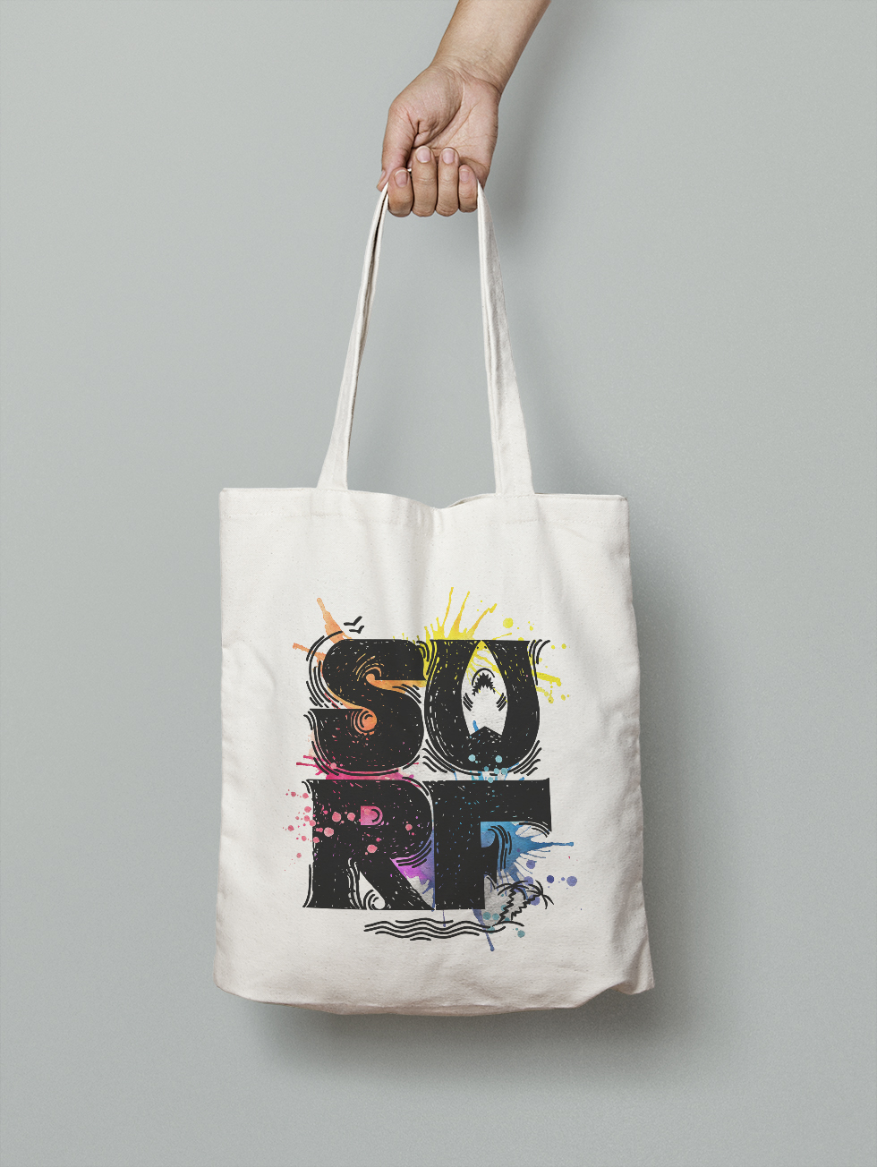 

Эко-сумка Owear с ярким принтом aqua268Bag-WH Светло-бежевый