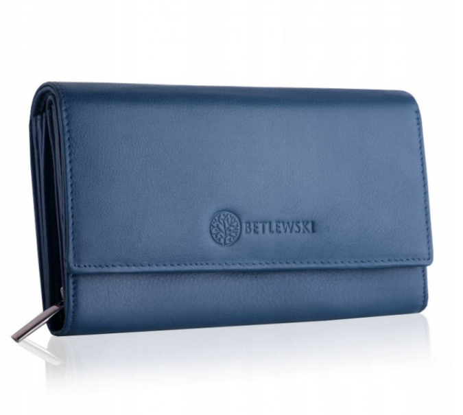 

Женский кожаный кошелёк Betlewski с защитой RFID BPD-SS-12 голубой