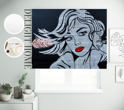 

Римская штора с фотопечатью 00-424 система Light I&H Джуси велюр 60*170 см