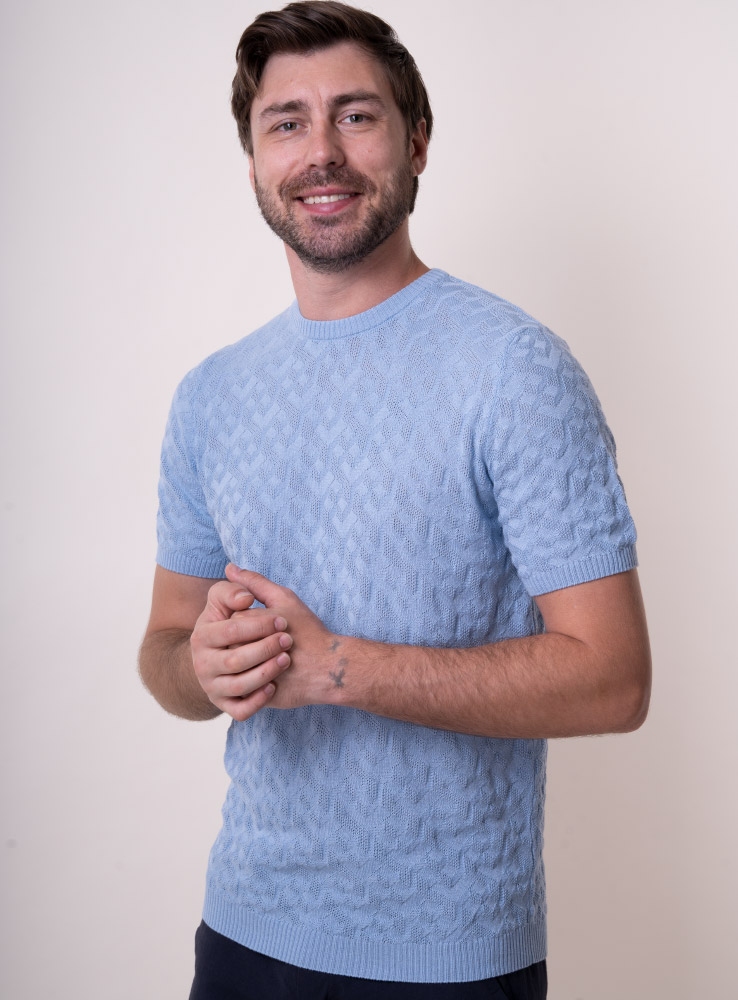 

Чоловіча футболка VD one в'язана бавовняна  Блакитний 87127, Чоловіча футболка VD one в'язана бавовняна M Блакитний 87127