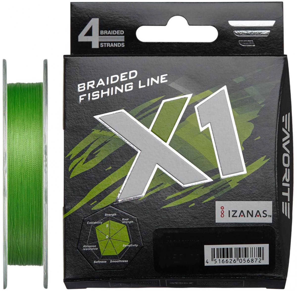

Шнур Favorite X1 PE Light Green 4x 150m #0.8/0.148mm 6.8kg