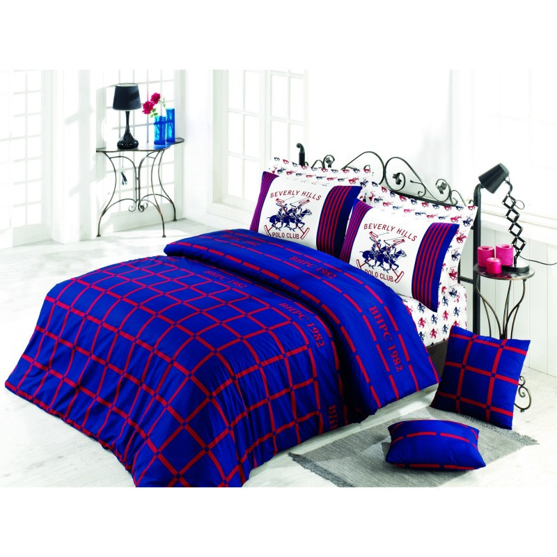 

Постельное белье Beverly Hills Polo Club ранфорс - BHPC 012 Dark Blue евро