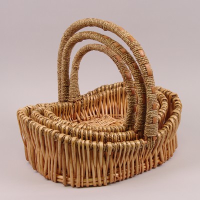 

Комплект бежевых корзин из лозы 3 шт.