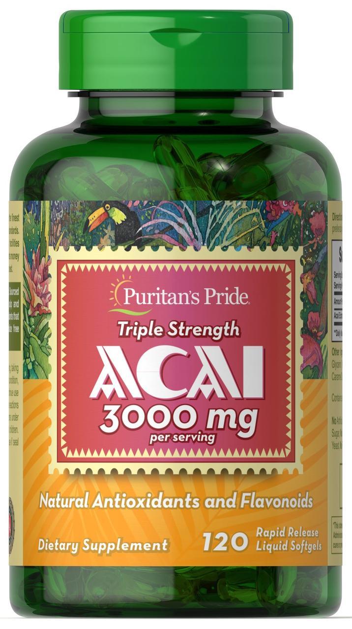 

Экстракт ягод Асаи Puritan's Pride Triple Strength Acai 3000 мг (120 капс) (334128)