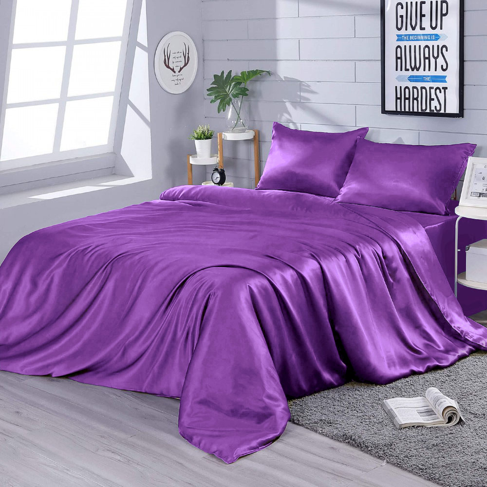 Акція на Комплект постельного белья Zastelli Искусственный шелк Dark Lilac 145x210x2 см (2500000075599) від Rozetka UA