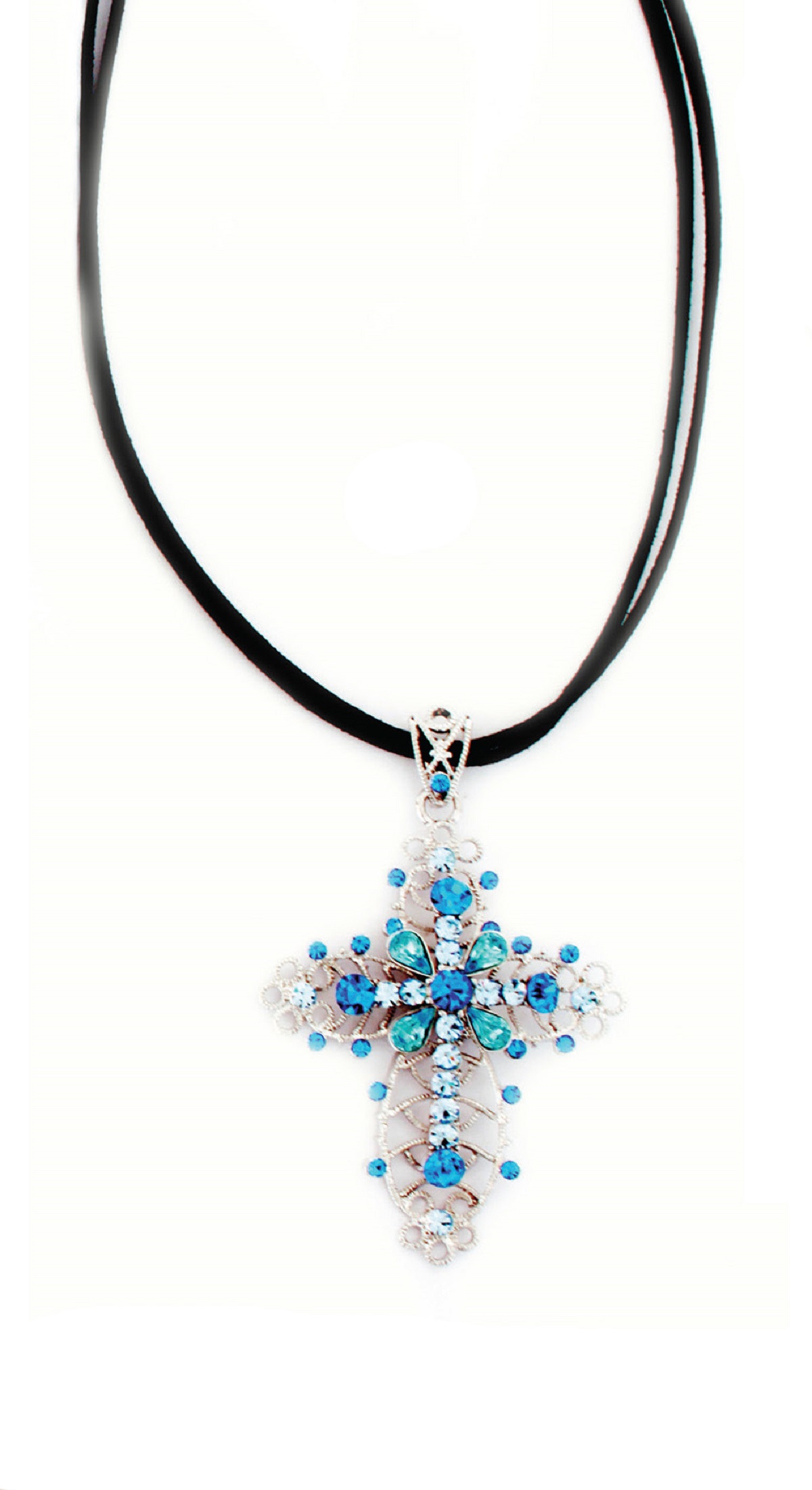 

Колье-крест с хрусталем голубого цвета Honey Fashion Accessories 84230