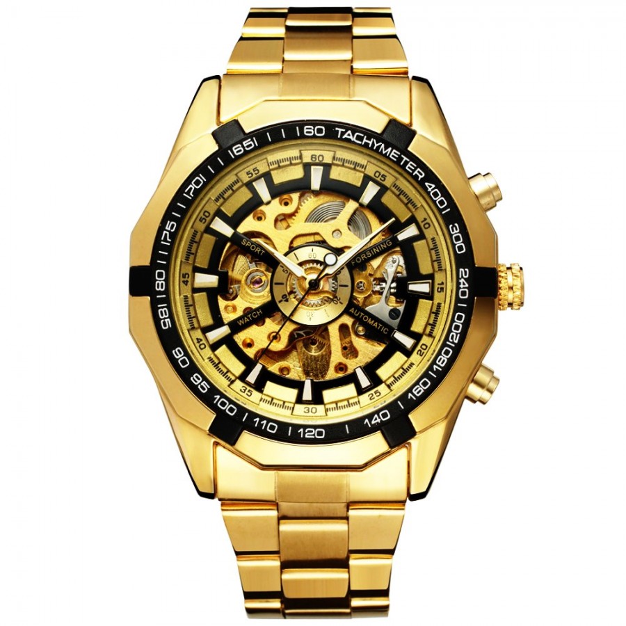 

Мужские механические часы Winner Timi Skeleton Gold
