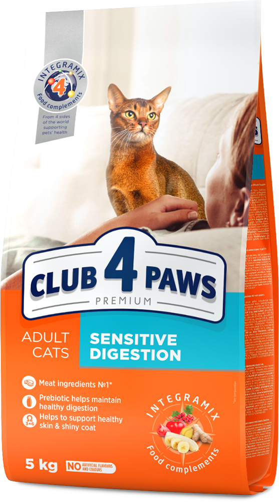 

Сухой корм для взрослых кошек Club 4 Paws (Клуб 4 Лапы) Премиум. Чувствительное пищеварение 5 кг