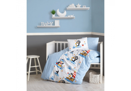 

Комплект постельного белья Cotton box Penguen Mavi Синий