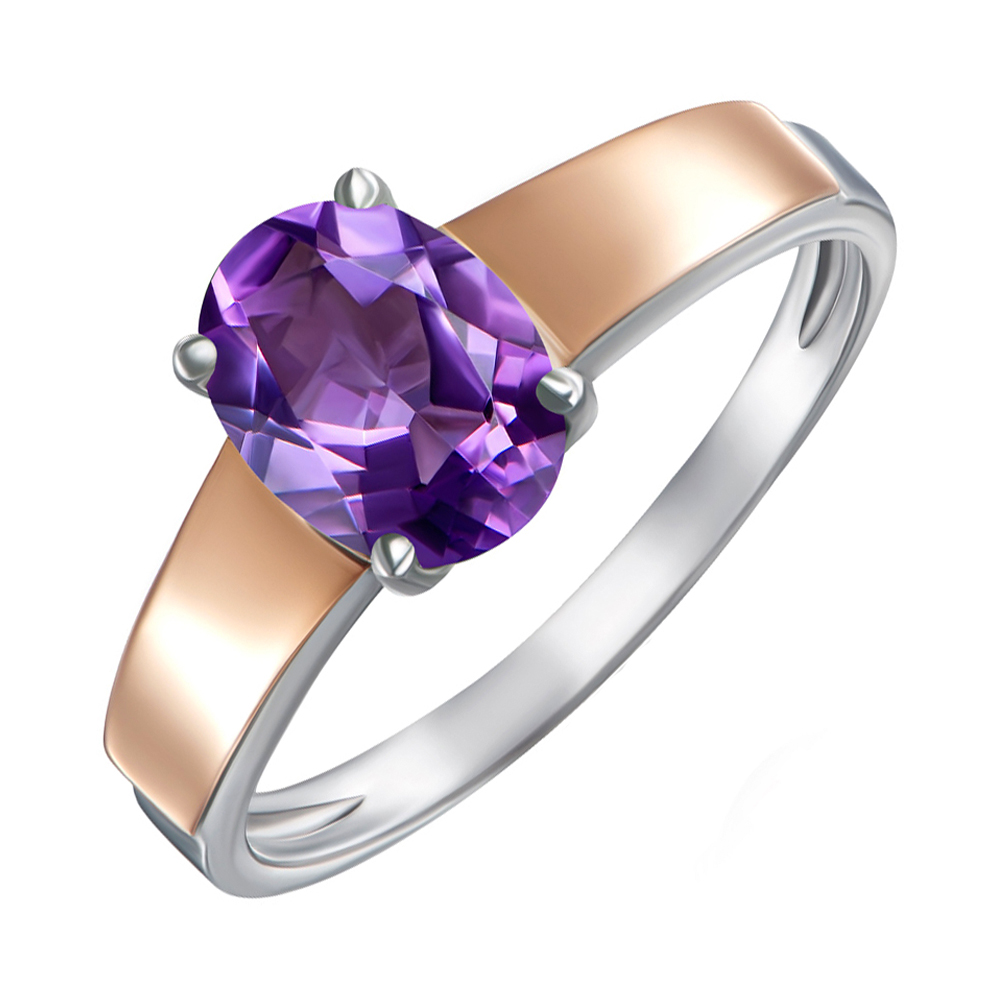 

Серебряное кольцо с золотыми накладками и аметистом 000136367 000136367 18.5 размера