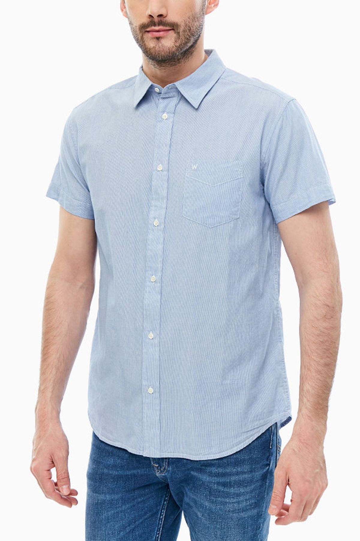 

Рубашка Wrangler 1 Pocket Shirt Regular Fit Голубой S-00