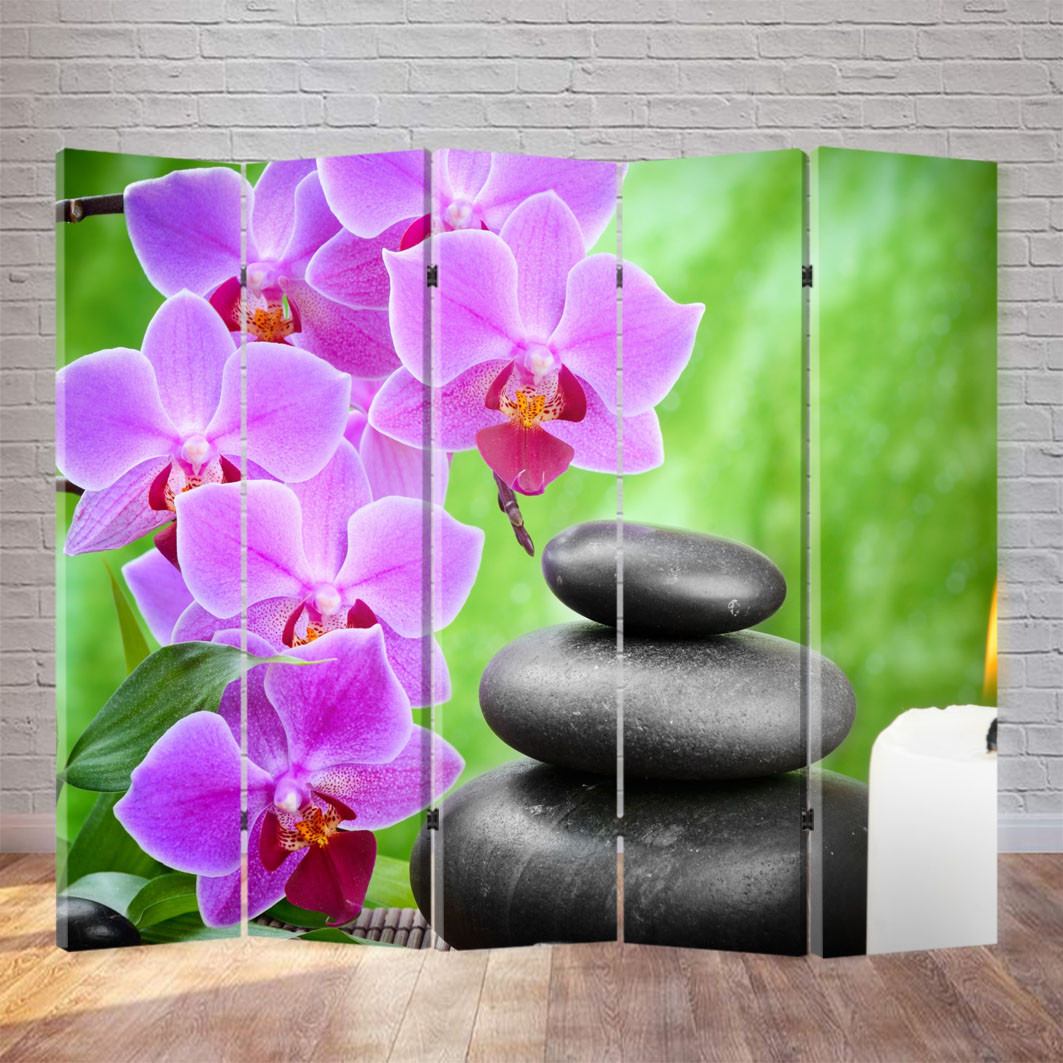 

Ширма для кабинета массажа FineDecor "Орхидея на камне" 200x180 см 253b