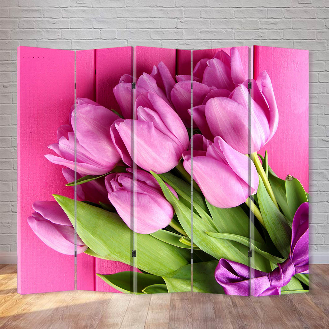 

Ширма декоративная FineDecor "Розовые тюльпаны" 200x180 см 117b