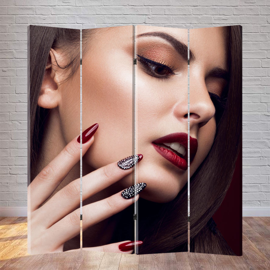 

Ширма для маникюрного кабинета FineDecor "Бордовые ноготки" 160x180 см 249a