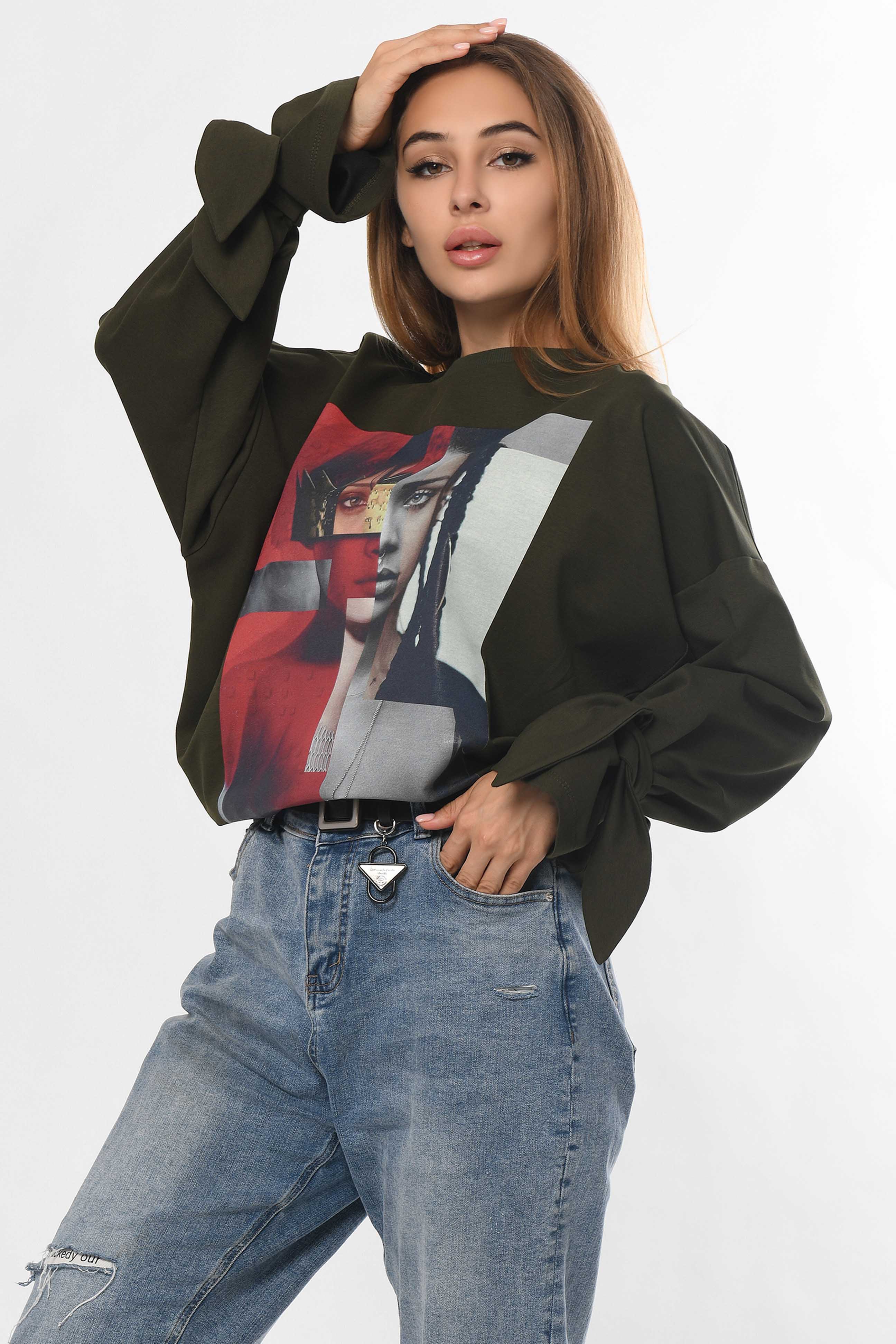 

Свитшот Sv-7584 "XS" хаки с принтом 18228.1