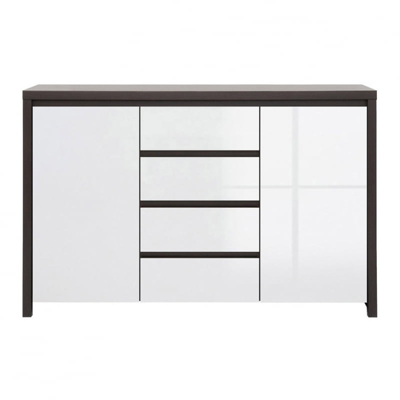 

Практичный комод с дверцами и ящиками для гостиной Kaspian Black Red White 144x92x41 010654