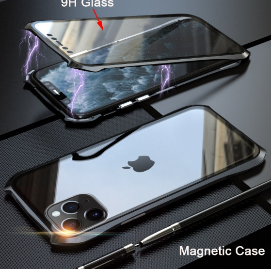 

Магнитный чехол со стеклянной передней и задней панелью для Iphone 11 Pro Max