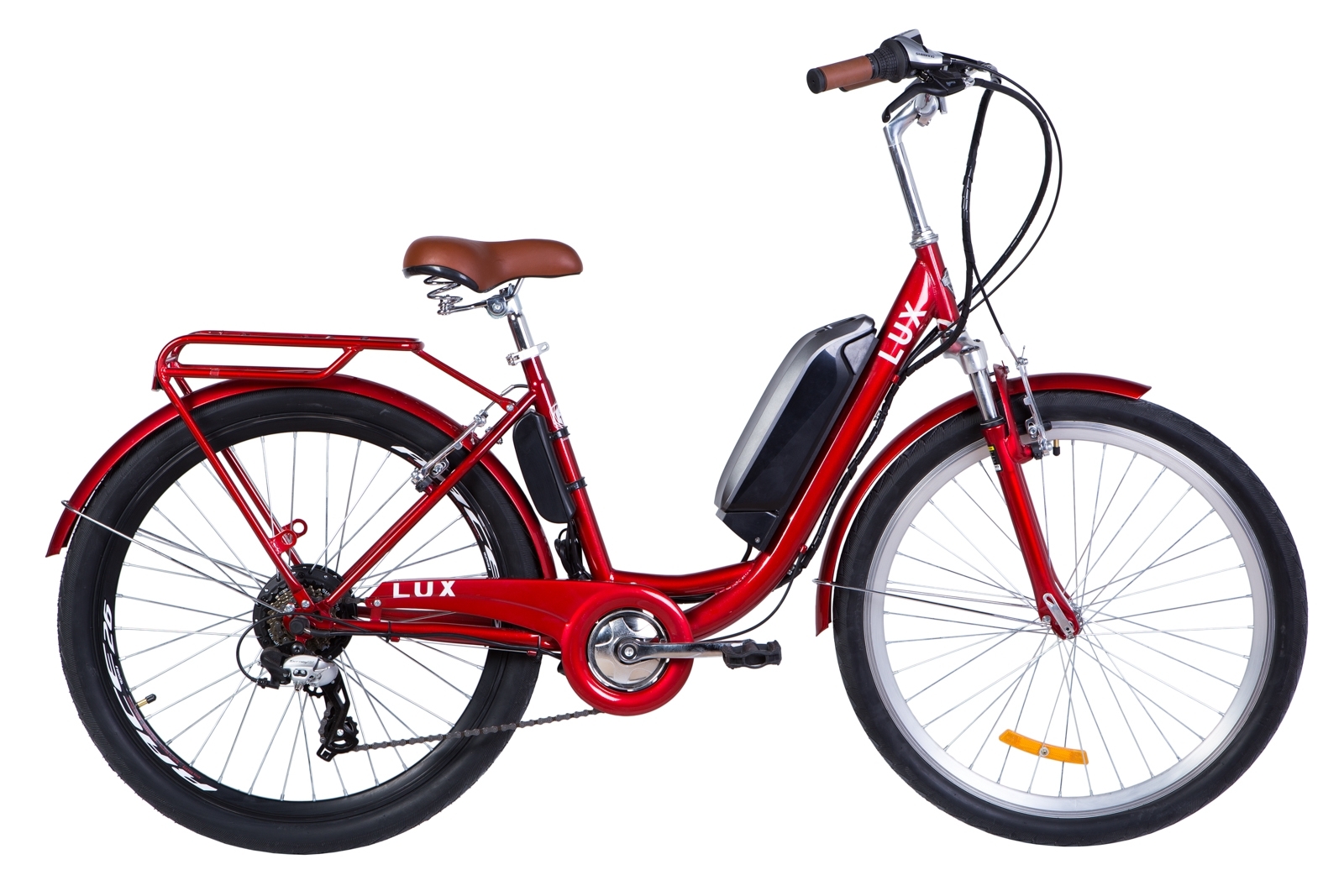 

Электровелосипед 26" LUX AM, 350Вт 36В, 10.4Ач. пробег 40км, 40 км/ч Красный
