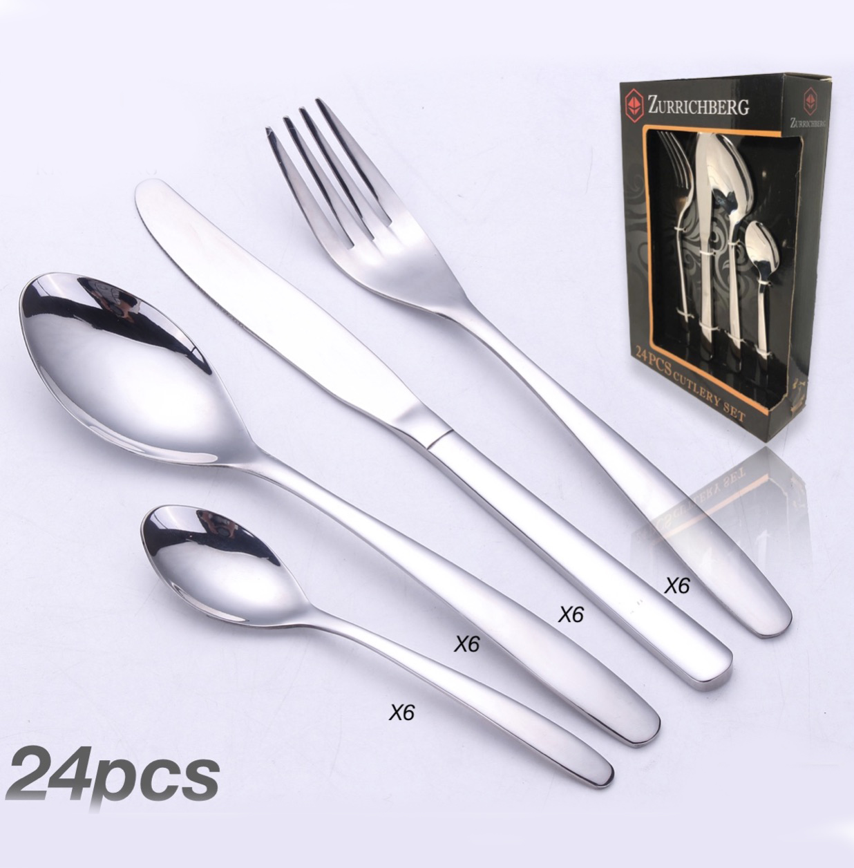 

Набор столовых приборов 24 пр. Silver Satin Zurrichberg ZB-3004