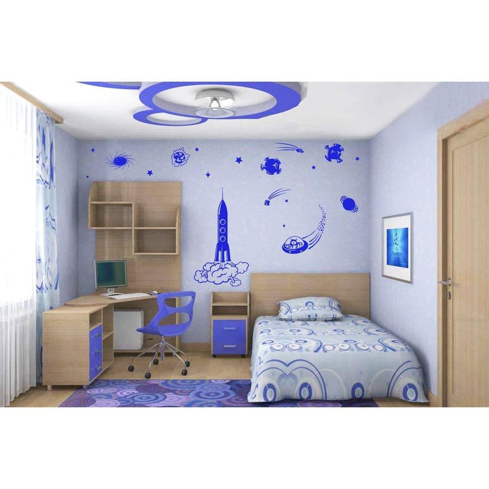 

Интерьерная виниловая наклейка на стену IdeaClock Cosmic travel 96х120 см Синяя(39389-462)