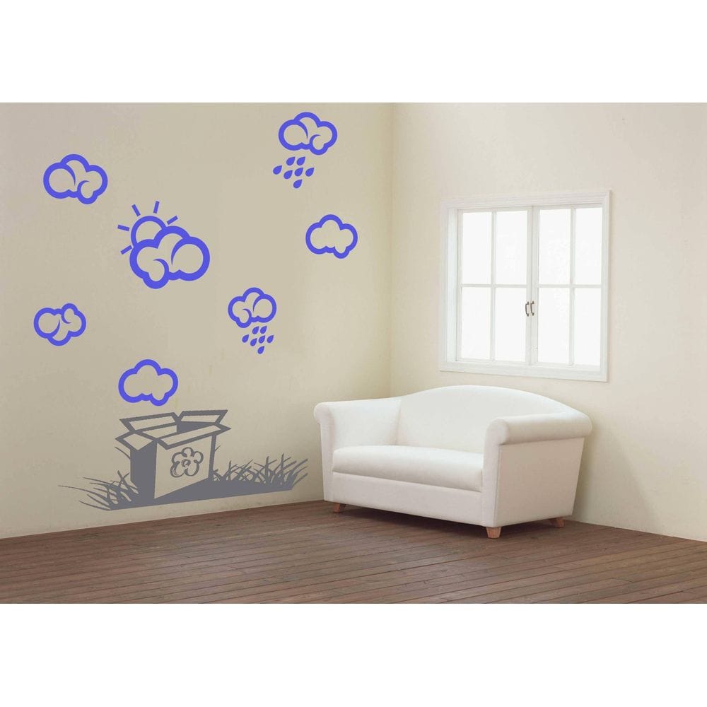 

Интерьерная виниловая наклейка на стену IdeaClock Box with clouds 120х85 см Синяя(39382-462)