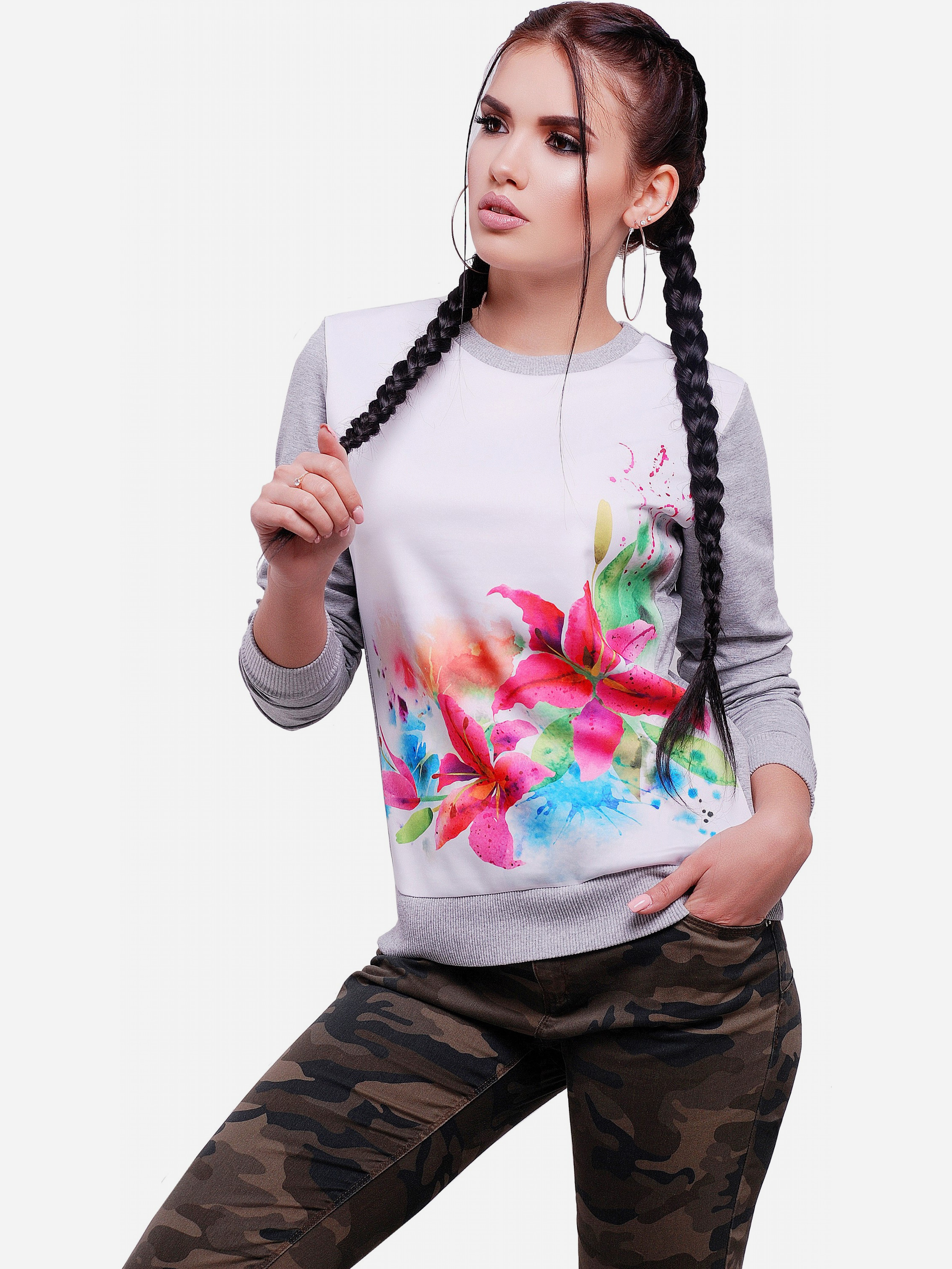

Свитшот Fashion Up Cotton KF-1589C 44 Светло-серый