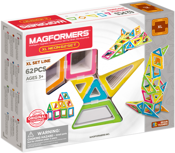 

Magformers. Магнітний конструктор «XL Неон», 62 ел.