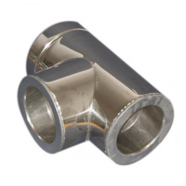 

Тройник дымохода двустенный нерж/нерж 90° d 140/200 (0.8 мм)