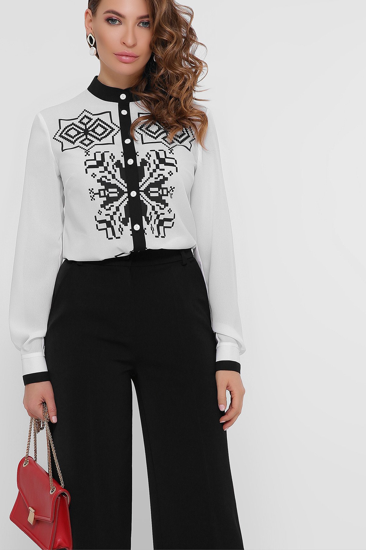 

Черный узор блуза Персия д/р Pretty Woman S белый