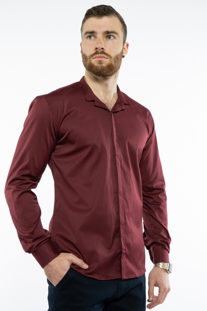 

Рубашка мужская с воротником стойка Time of Style 204P3822 XXL Бордовый