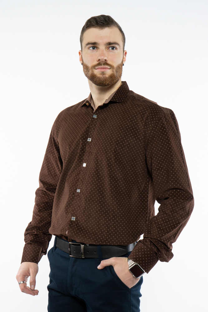 

Рубашка мужская с принтом Time of Style 204P0463-1 4XL Коричневый